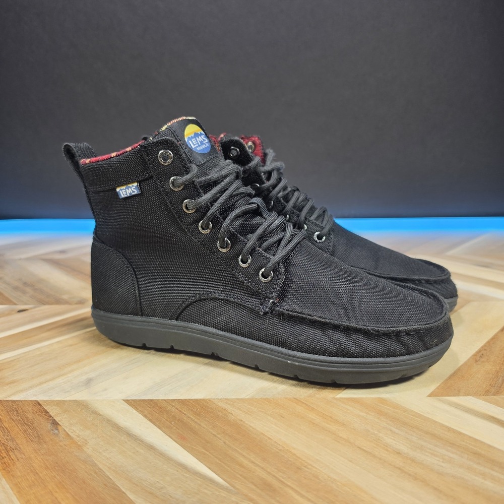 Lems Boulder Boot Vegan Black Canvas Barefoot Shoes Men's Size 9 Minimalist